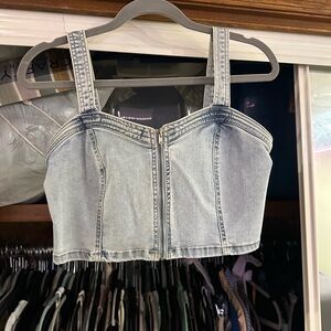 Wild Fable Blue Sleeveless Bustier Crop Tank Top